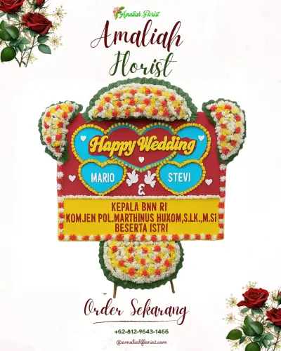 Karangan Papan Bunga Pernikahan di Wanarata